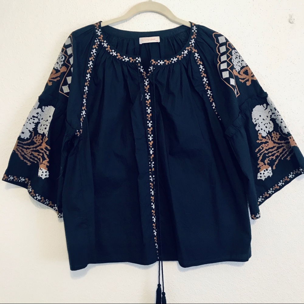 Woman’s Navy Embroidered Blouse